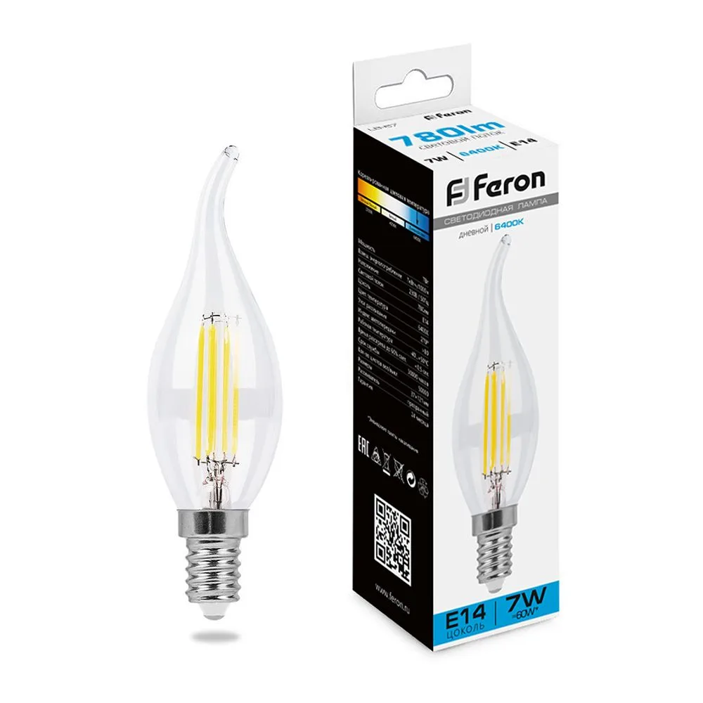 FERON Лампа светодиодная LB-67 Свеча на ветру E14 7W 230V 6400K 38233 FERON Лампа светодиодная LB-67 Свеча на ветру E14 7W 230V 6400K 38233