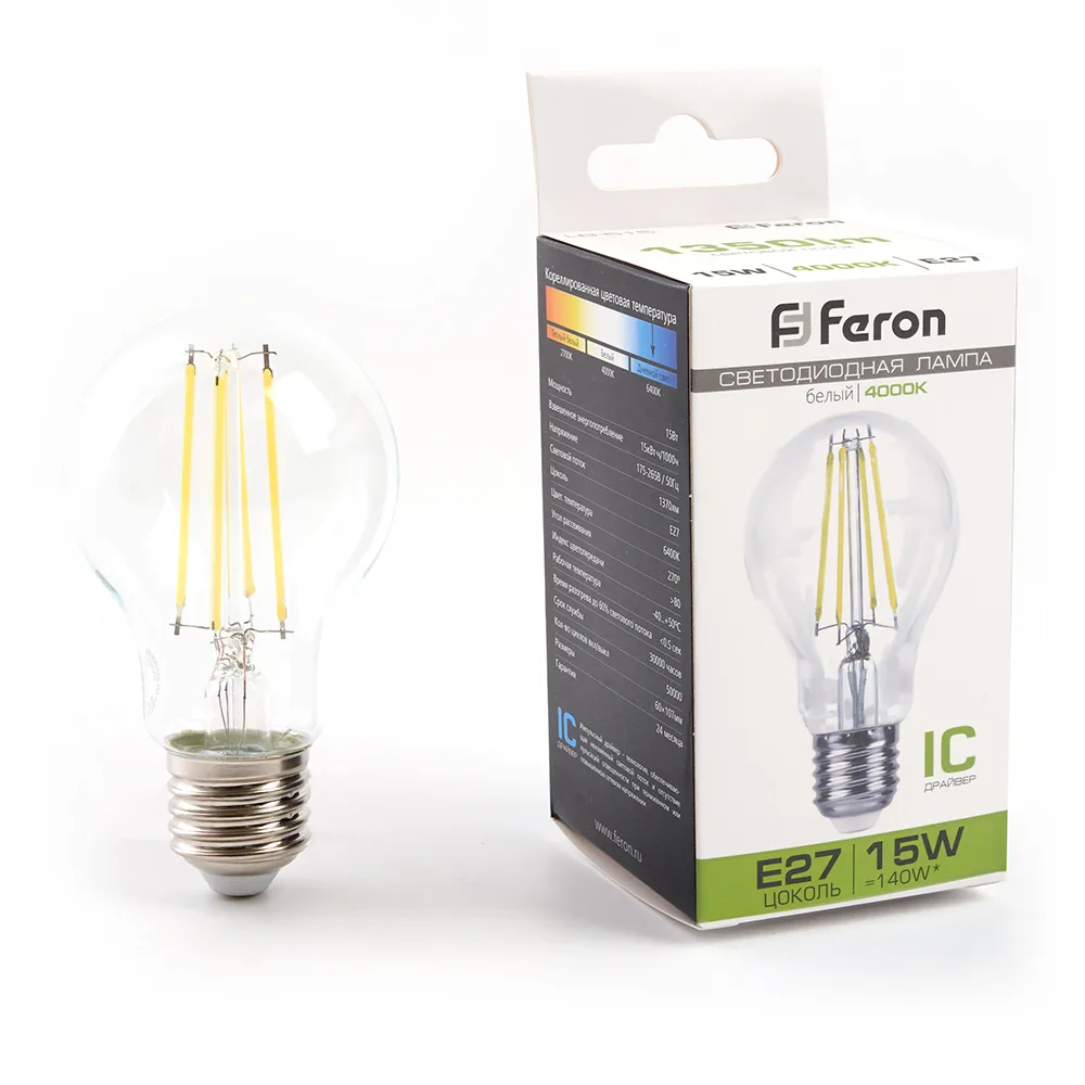 FERON Лампа светодиодная LB-615 Шар E27 15W 175-265V 4000K 38242 FERON Лампа светодиодная LB-615 Шар E27 15W 175-265V 4000K 38242