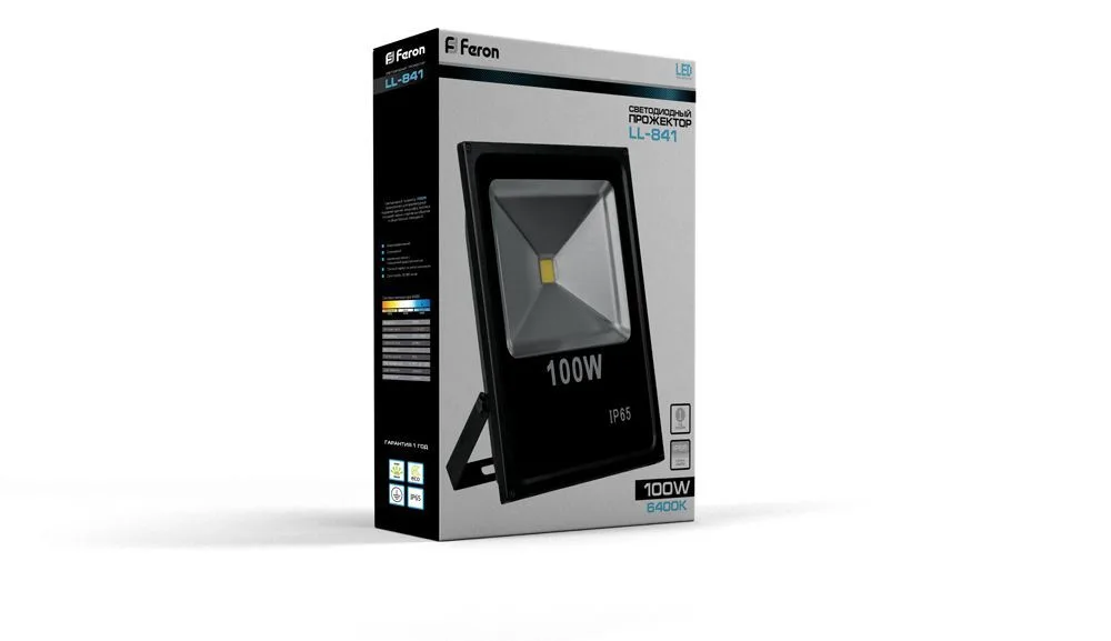 FERON Светодиодный прожектор LL-841 IP65 100W 6400K 12974 FERON Светодиодный прожектор LL-841 IP65 100W 6400K 12974