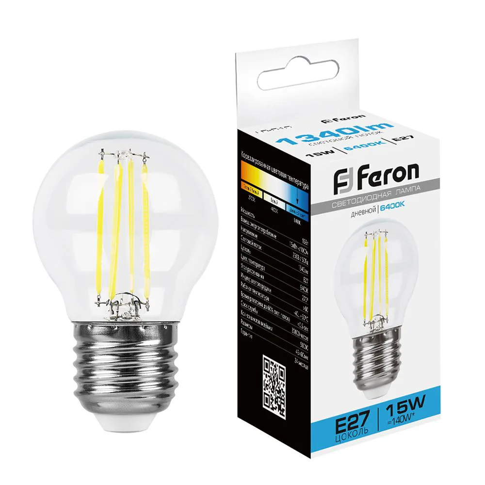 FERON Лампа светодиодная LB-515 Шарик E27 15W 230V 6400K 38254 FERON Лампа светодиодная LB-515 Шарик E27 15W 230V 6400K 38254