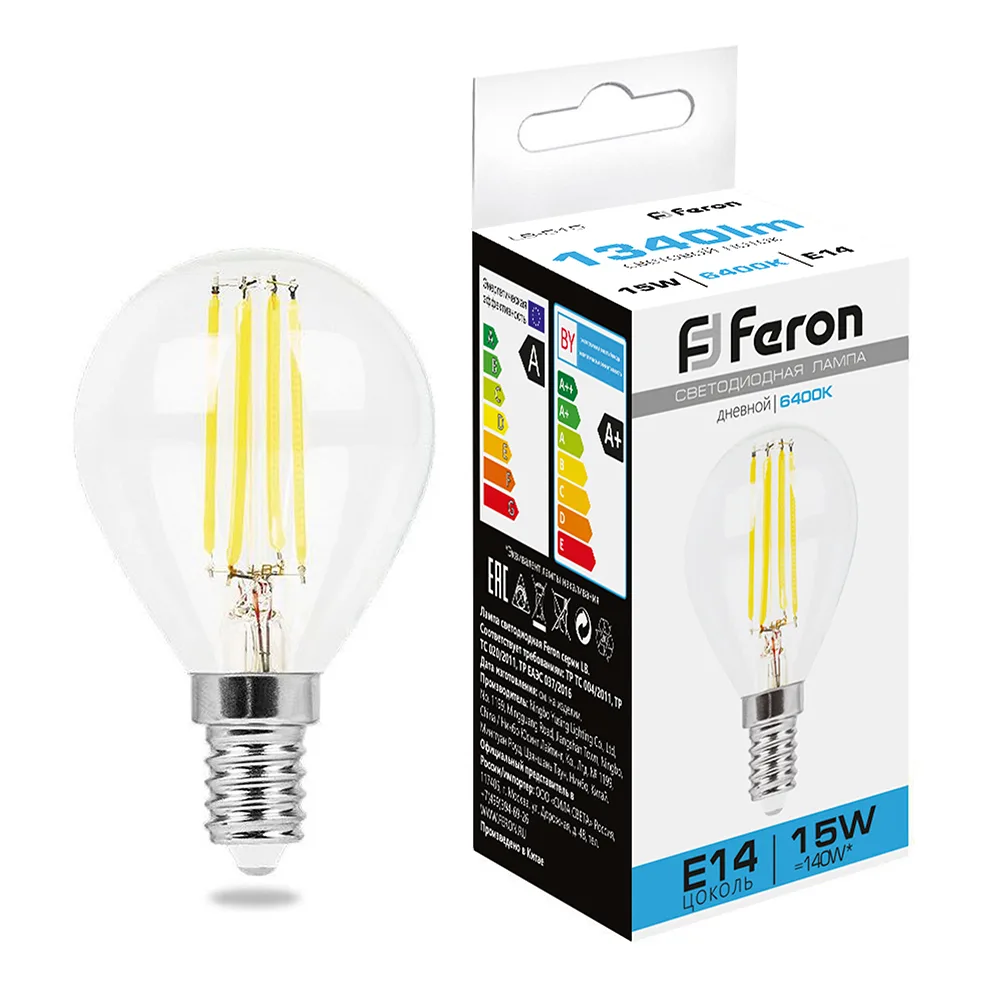 FERON Лампа светодиодная LB-515 Шарик E14 15W 230V 6400K 38251 FERON Лампа светодиодная LB-515 Шарик E14 15W 230V 6400K 38251
