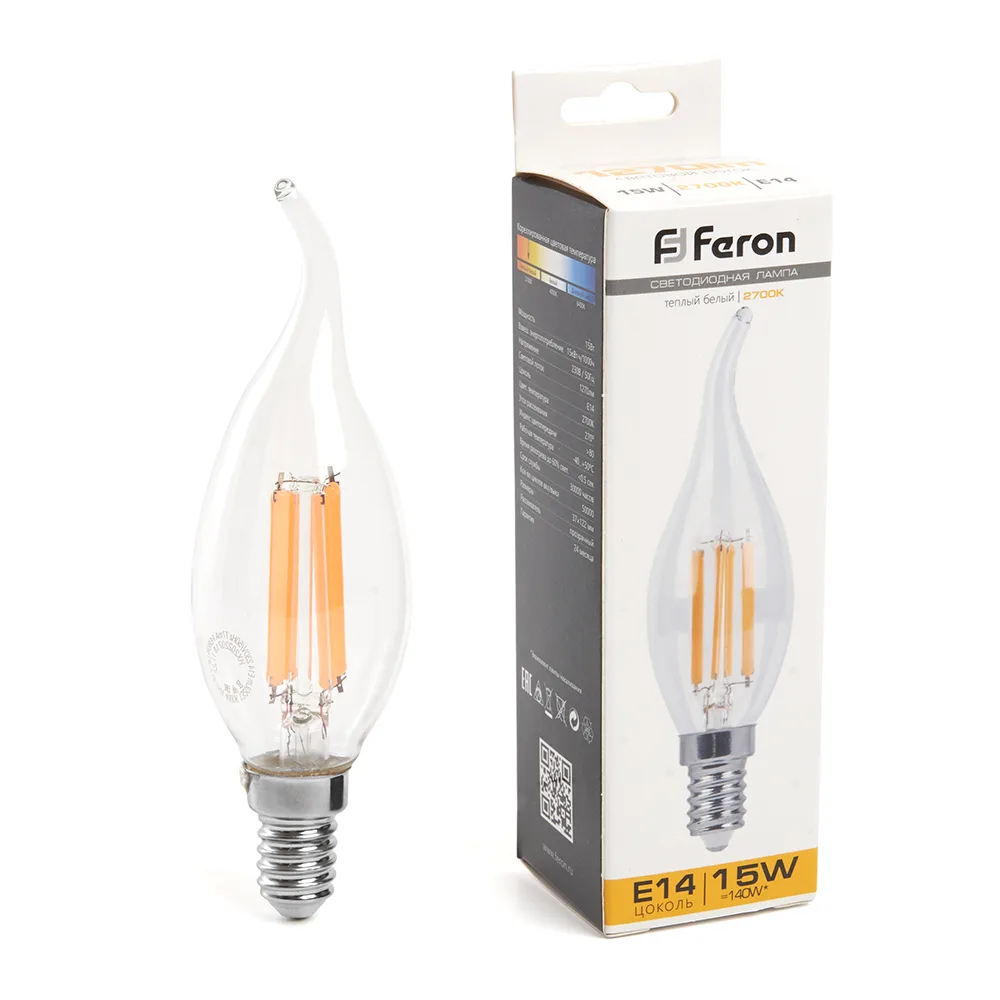 FERON Лампа светодиодная LB-718 Свеча на ветру E14 15W 230V 2700K 38261 FERON Лампа светодиодная LB-718 Свеча на ветру E14 15W 230V 2700K 38261