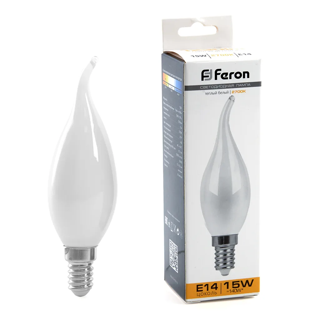 Лампа светодиодная FERON LB-718 Свеча на ветру E14 15 230V 2700K 38260