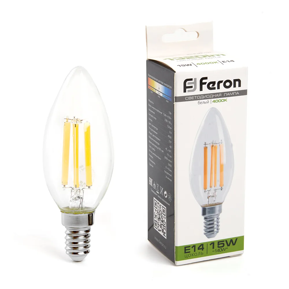 Лампа светодиодная FERON LB-717 Свеча E14 15W 230V 4000K 38258