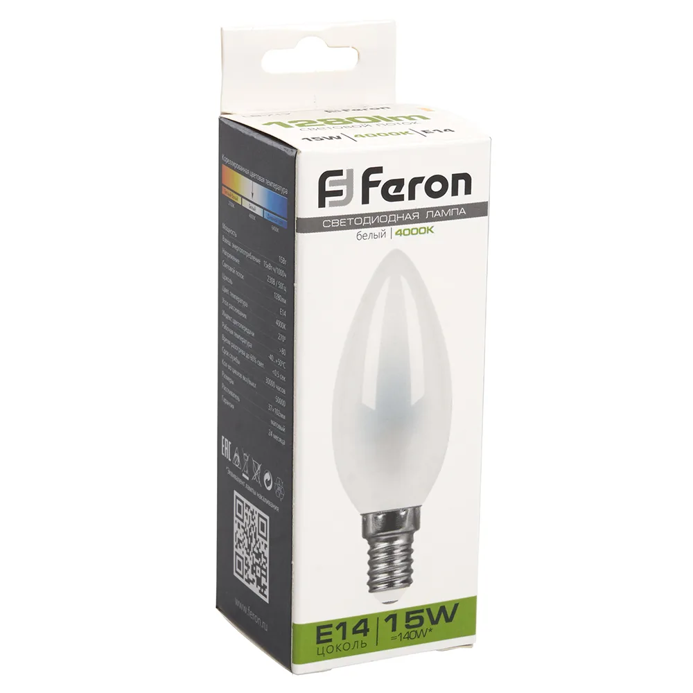 FERON Лампа светодиодная LB-717 Свеча E14 15W 230V 4000K 38257 FERON Лампа светодиодная LB-717 Свеча E14 15W 230V 4000K 38257
