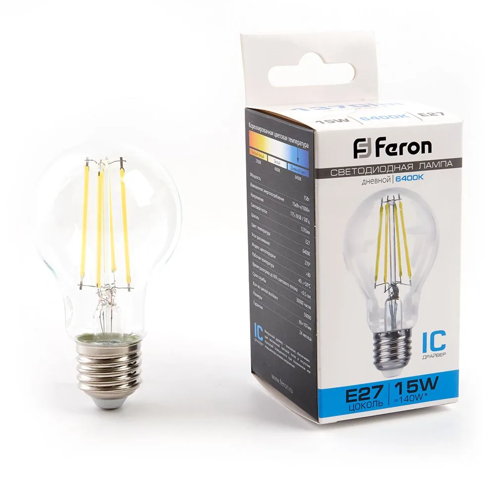 FERON Лампа светодиодная LB-615 Шар E27 15W 175-265V 6400K 48284 FERON Лампа светодиодная LB-615 Шар E27 15W 175-265V 6400K 48284