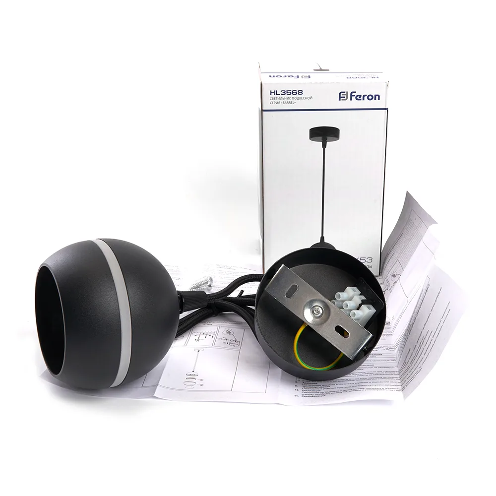 FERON Светильник потолочный HL3568 на подвесе GX53 15W 230V, черный 90*80 48090 FERON Светильник потолочный HL3568 на подвесе GX53 15W 230V, черный 90*80 48090