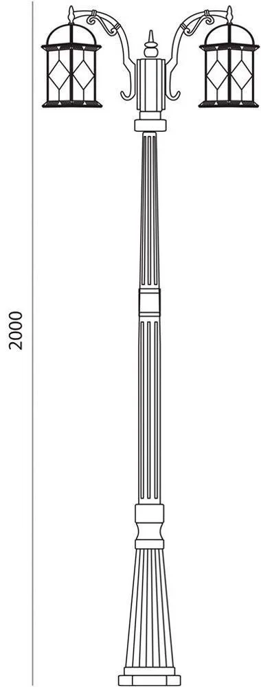 FERON Светильник садово-парковый PL177 столб шестигранный 2*60W E27 230V, черное золото 11341 FERON Светильник садово-парковый PL177 столб шестигранный 2*60W E27 230V, черное золото 11341