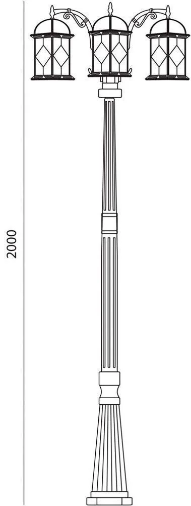 FERON Светильник садово-парковый PL178 столб шестигранный 3*60W E27 230V, черное золото 11342 FERON Светильник садово-парковый PL178 столб шестигранный 3*60W E27 230V, черное золото 11342
