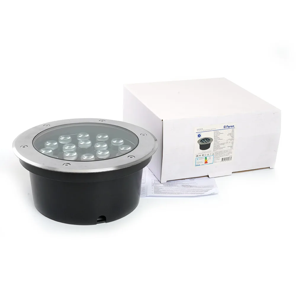 FERON Светодиодный светильник тротуарный (грунтовый) SP2804, 20W, AC/DC12V, низковольтный, 3000K, металлик, IP67 48348 FERON Светодиодный светильник тротуарный (грунтовый) SP2804, 20W, AC/DC12V, низковольтный, 3000K, металлик, IP67 48348