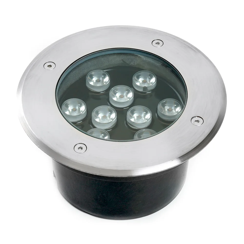 Светодиодный светильник тротуарный (грунтовый) FERON SP2803,10W, AC/DC12V, низковольтный, 4000К, металлик, D160*H90mm, вн.диаметр: 110mm, IP67 48347