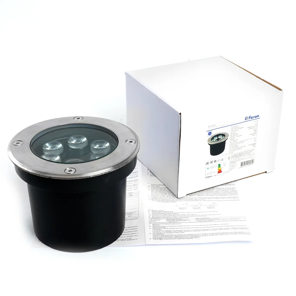 FERON Светодиодный светильник тротуарный (грунтовый) SP2802, 6W, AC/DC12-24V, низковольтный, 4000К, металлик, D120*H90mm, вн.диаметр: 90m, IP67 48346 FERON Светодиодный светильник тротуарный (грунтовый) SP2802, 6W, AC/DC12-24V, низковольтный, 4000К, металлик, D120*H90mm, вн.диаметр: 90m, IP67 48346