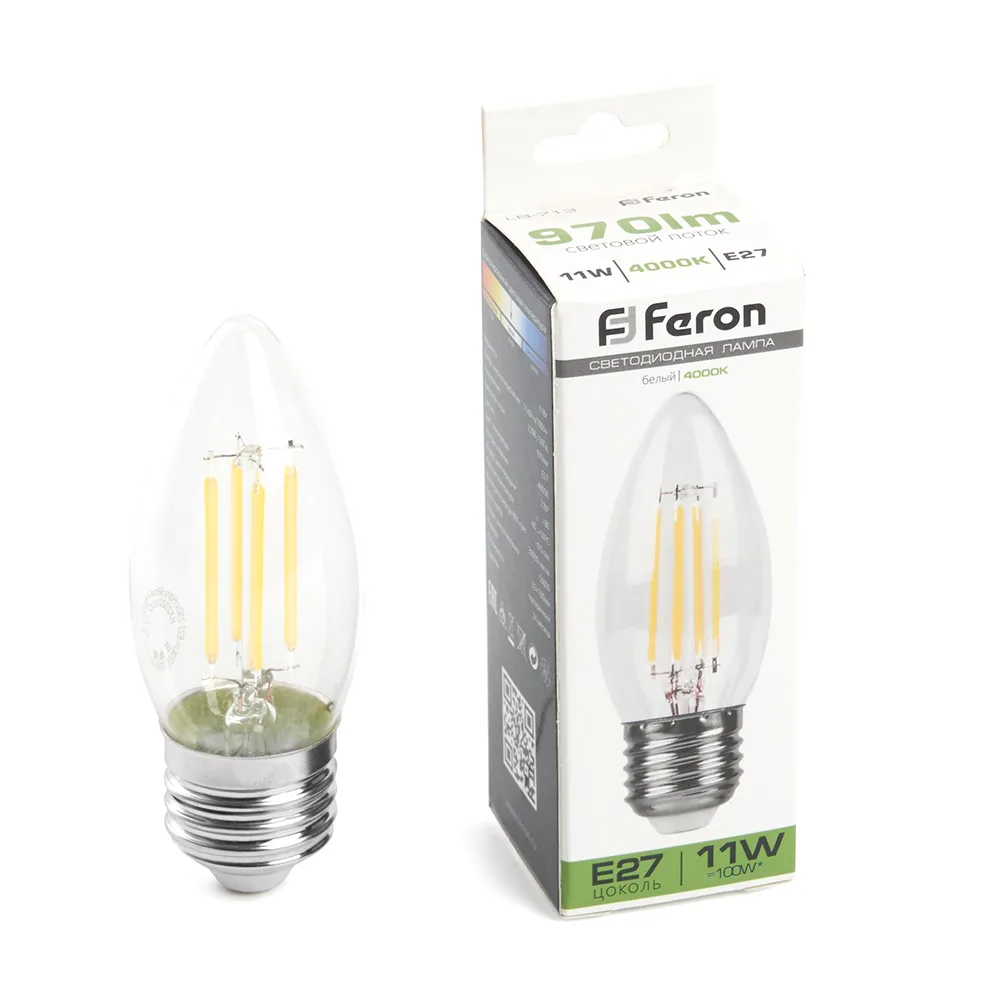Лампа светодиодная FERON LB-713 Свеча E27 11W 230V 4000K 38273