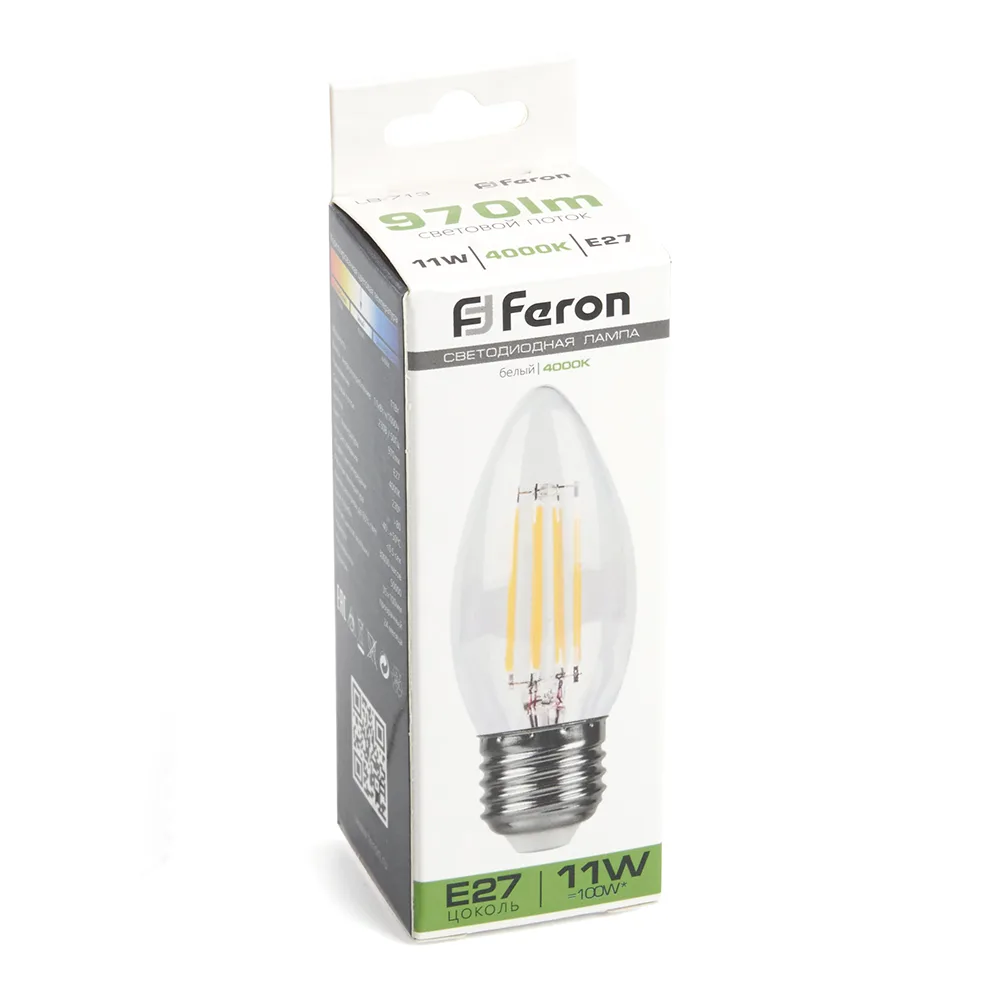 FERON Лампа светодиодная LB-713 Свеча E27 11W 230V 4000K 38273 FERON Лампа светодиодная LB-713 Свеча E27 11W 230V 4000K 38273