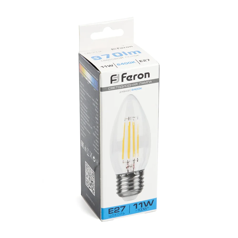 FERON Лампа светодиодная LB-713 Свеча E27 11W 230V 6400K 38274 FERON Лампа светодиодная LB-713 Свеча E27 11W 230V 6400K 38274