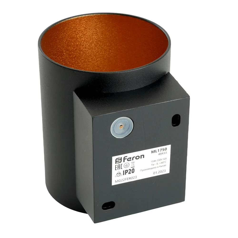 FERON Светильник настенный ML1750 Glow G9,15W, 230V чёрный + золото IP20 48433 FERON Светильник настенный ML1750 Glow G9,15W, 230V чёрный + золото IP20 48433