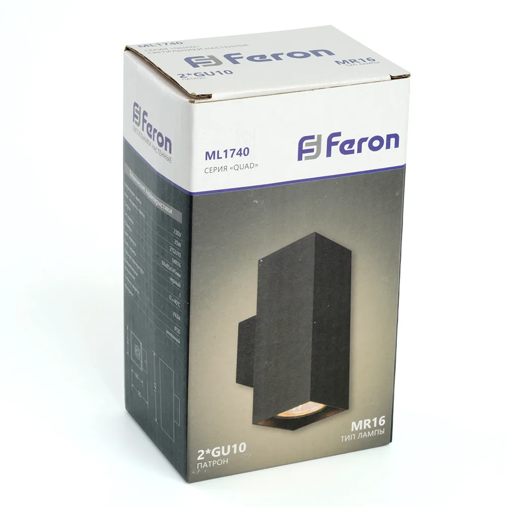 FERON Светильник настенный ML1740 QUAD MR16 35W, 230V, 2*GU10, чёрный IP20 48427 FERON Светильник настенный ML1740 QUAD MR16 35W, 230V, 2*GU10, чёрный IP20 48427