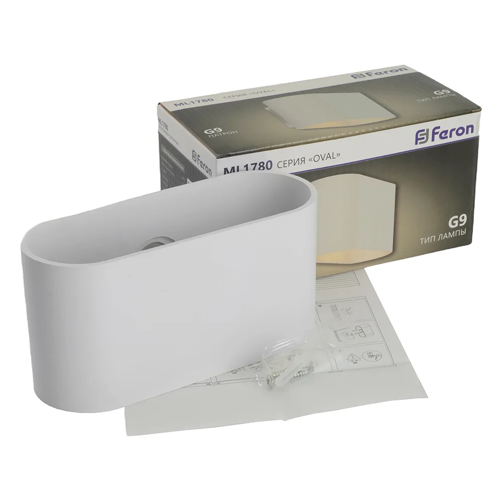 FERON Светильник настенный ML1780 Oval MR16 35W, 230V, G9,15W, белый IP20 48436 FERON Светильник настенный ML1780 Oval MR16 35W, 230V, G9,15W, белый IP20 48436
