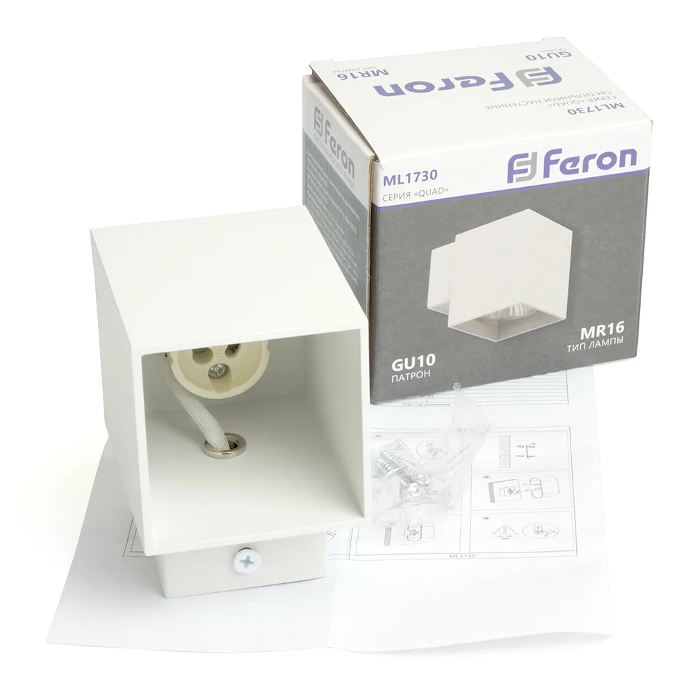FERON Светильник настенный ML1730 QUAD MR16 35W, 230V, GU10, белый IP20 48430 FERON Светильник настенный ML1730 QUAD MR16 35W, 230V, GU10, белый IP20 48430