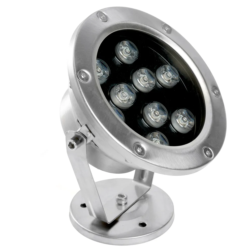Светодиодный прожектор подводный FERON LL-824, 9W, AC/DC24V, низковольтный, 2700K, металлик, 140*80*160mm, IP68 48457