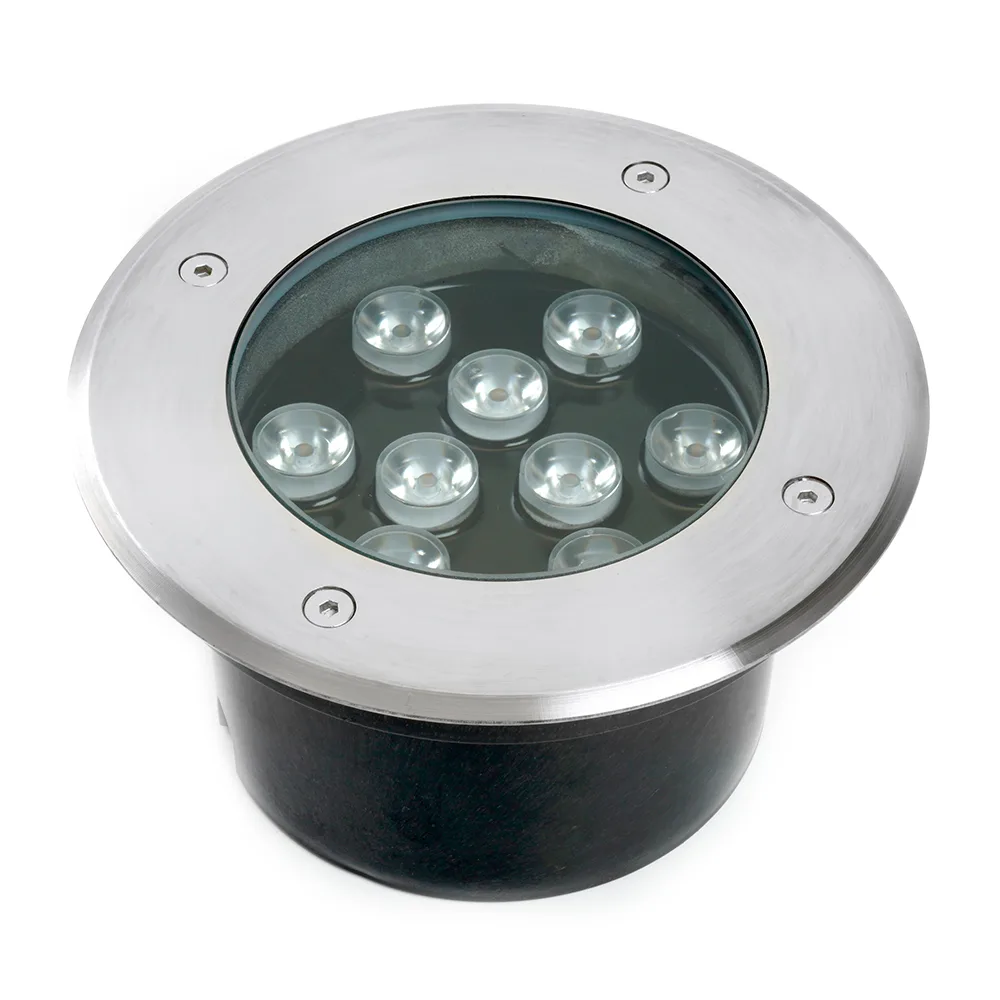 Светодиодный светильник тротуарный (грунтовый) FERON SP2803, 10W, AC/DC12V, низковольтный, 3000К, металлик, 160*H90mm, вн.диаметр: 110mm, IP67 48469