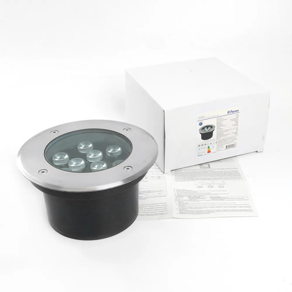 FERON Светодиодный светильник тротуарный (грунтовый) SP2803, 10W, AC/DC12V, низковольтный, 3000К, металлик, 160*H90mm, вн.диаметр: 110mm, IP67 48469 FERON Светодиодный светильник тротуарный (грунтовый) SP2803, 10W, AC/DC12V, низковольтный, 3000К, металлик, 160*H90mm, вн.диаметр: 110mm, IP67 48469