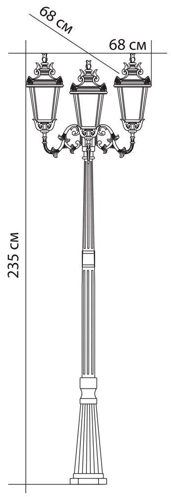 FERON Светильник садово-парковый PL4009 столб круглый 3*60W 230V E27, черный 11393 FERON Светильник садово-парковый PL4009 столб круглый 3*60W 230V E27, черный 11393