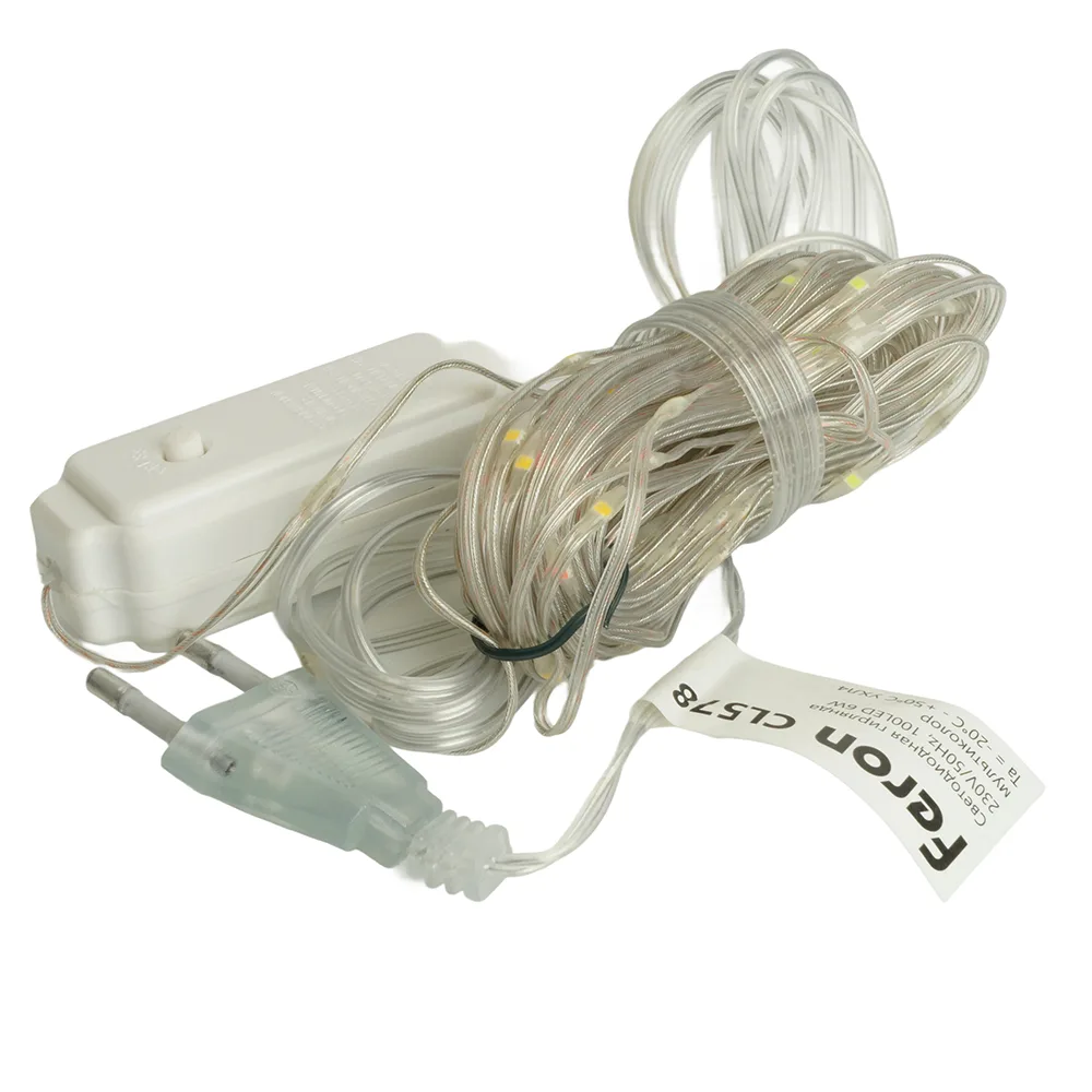 FERON Светодиодная гирлянда CL579 линейная Роса (на плоском проводе) 220V мультиколор c питанием от сети FERON Светодиодная гирлянда CL579 линейная Роса (на плоском проводе) 220V мультиколор c питанием от сети
