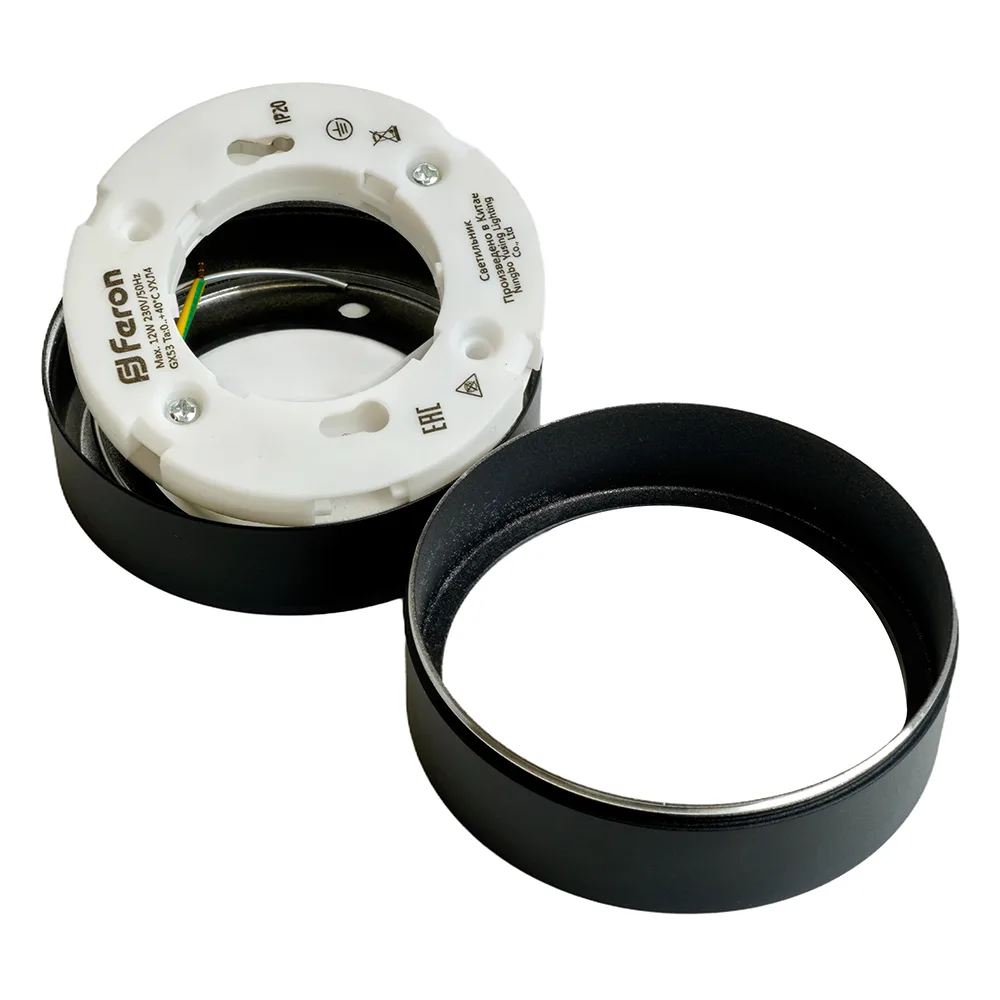 FERON Светильник потолочный HL357 12W, 230V, GX53, черный 48739 FERON Светильник потолочный HL357 12W, 230V, GX53, черный 48739
