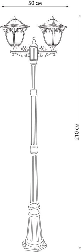 FERON Светильник садово-парковый PL4078 столб четырехгранный 2*60W E27 230V, черное золото 11487 FERON Светильник садово-парковый PL4078 столб четырехгранный 2*60W E27 230V, черное золото 11487