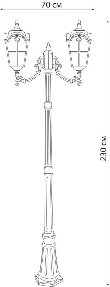 FERON Светильник садово-парковый PL5109 столб четырехгранный 2*100W 230V E27, черное золото 11534 FERON Светильник садово-парковый PL5109 столб четырехгранный 2*100W 230V E27, черное золото 11534
