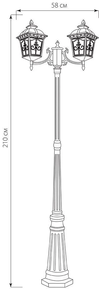 FERON Светильник садово-парковый PL4098 столб четырехгранный 2*60W E27 230V, черное золото 11525 FERON Светильник садово-парковый PL4098 столб четырехгранный 2*60W E27 230V, черное золото 11525