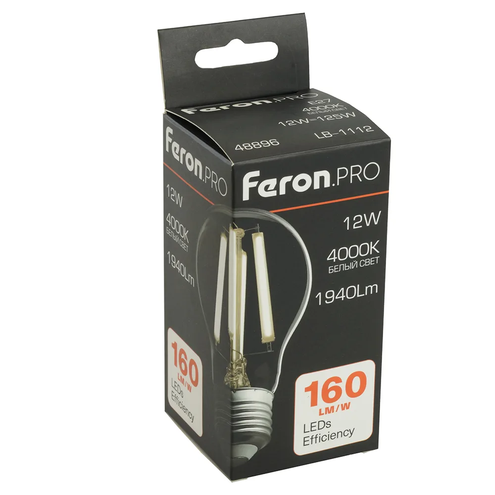 FERON Лампа светодиодная Feron.PRO LB-1112 Шар E27 1940LM 12W 175-265V 4000K 48896 FERON Лампа светодиодная Feron.PRO LB-1112 Шар E27 1940LM 12W 175-265V 4000K 48896