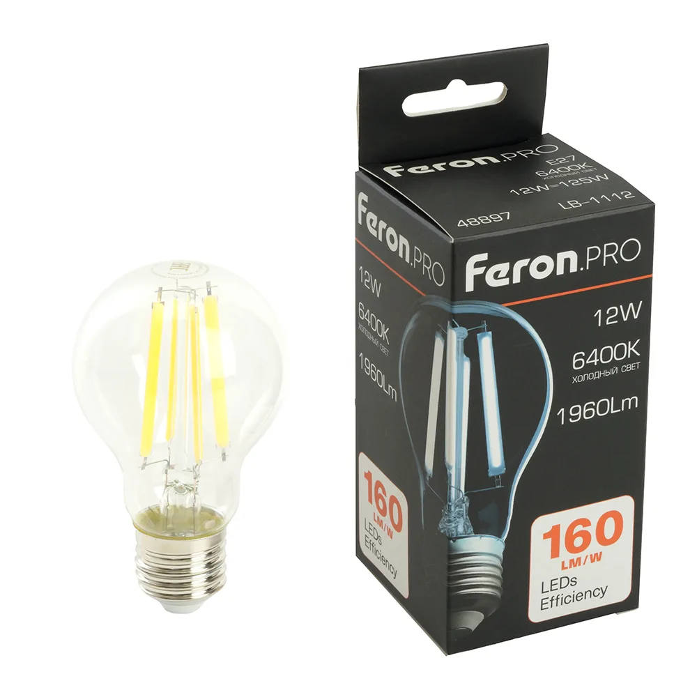 Лампа светодиодная FERON.PRO LB-1112 Шар E27 1960LM 12W 175-265V 6400K 48897