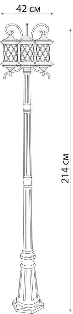 FERON Светильник садово-парковый PL5029 столб круглый 3*60W 230V E27, черное золото 11512 FERON Светильник садово-парковый PL5029 столб круглый 3*60W 230V E27, черное золото 11512
