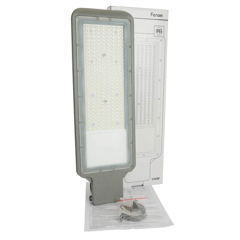 FERON Светодиодный уличный консольный светильник SP3024 150W 5000K 230V, серый 48967 FERON Светодиодный уличный консольный светильник SP3024 150W 5000K 230V, серый 48967