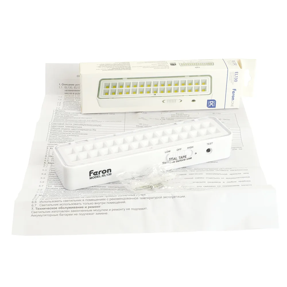 FERON Светильник аккумуляторный Feron.One, 30LED DC, белый, EL130 артикул 48987 FERON Светильник аккумуляторный Feron.One, 30LED DC, белый, EL130 артикул 48987