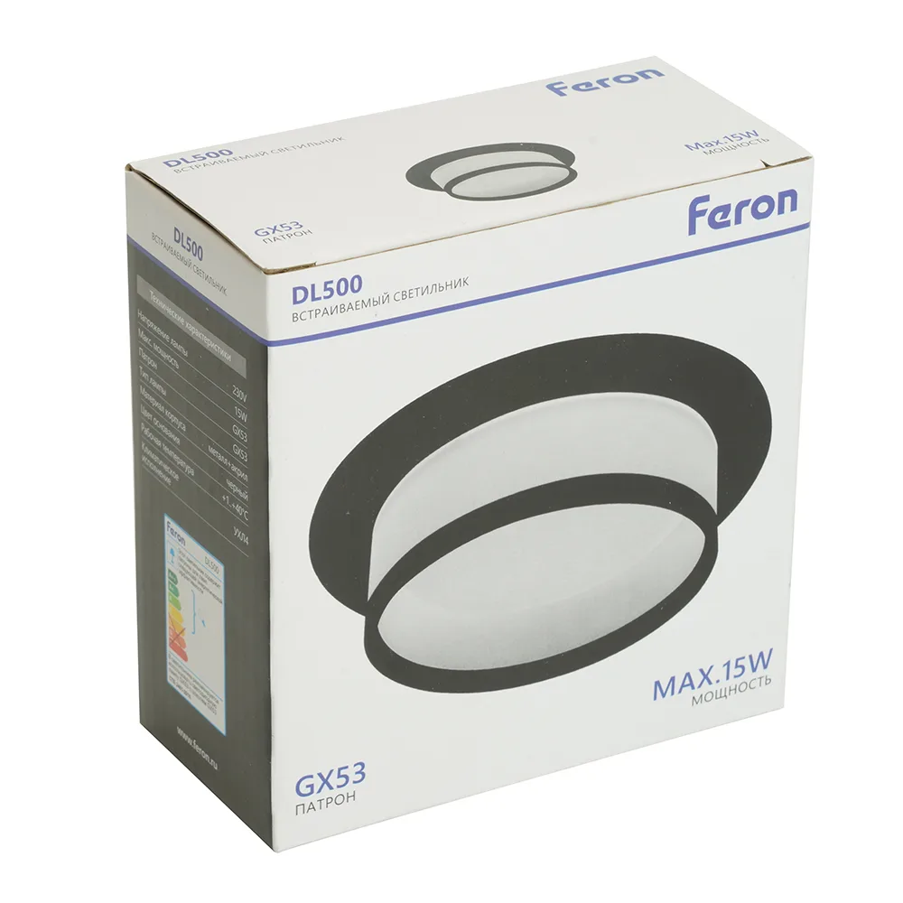 FERON Светильник встраиваемый DL500 потолочный GX53 черный круг 51086 FERON Светильник встраиваемый DL500 потолочный GX53 черный круг 51086