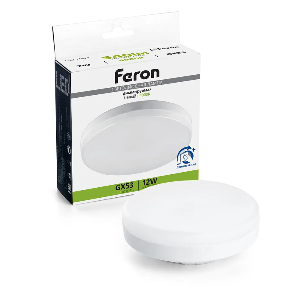Лампа светодиодная диммируемая FERON LB-456 GX53 12W 230V 4000K 51065