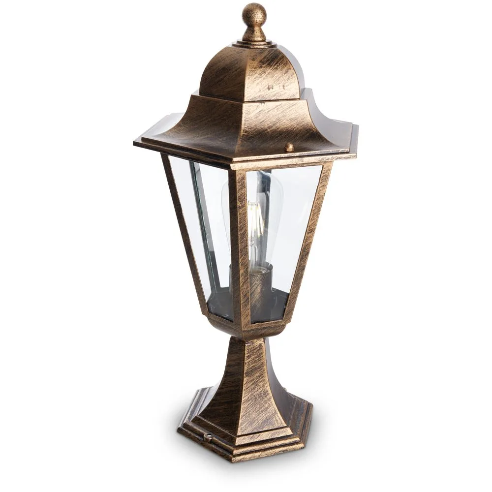 Светильник садово-парковый FERON 6204/PL6204  шестигранный на постамент 100W E27 230V, черное золото 11141