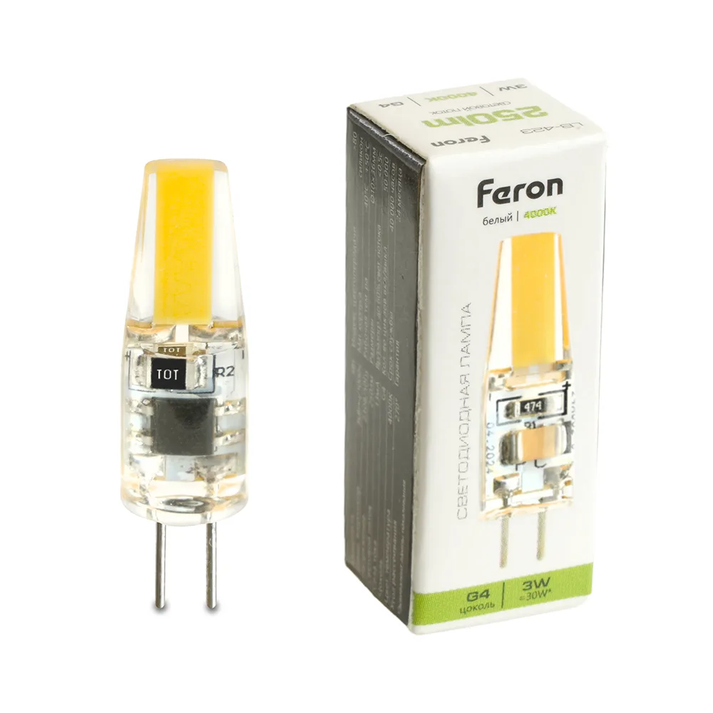 Лампа светодиодная FERON LB-423 G4 3W 230V 4000K 51168