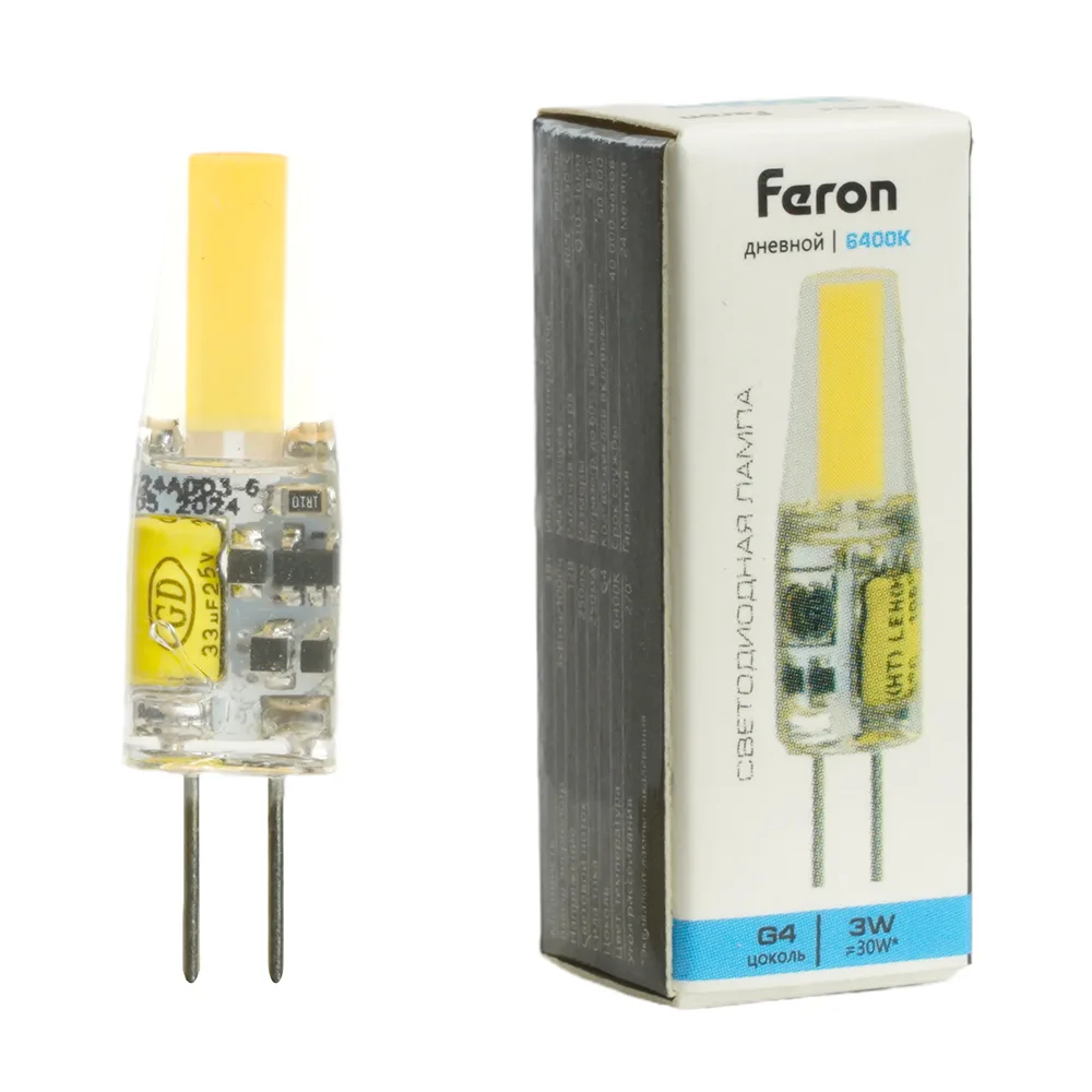 FERON Лампа светодиодная LB-424 G4 3W 12V 6400K 51172 FERON Лампа светодиодная LB-424 G4 3W 12V 6400K 51172