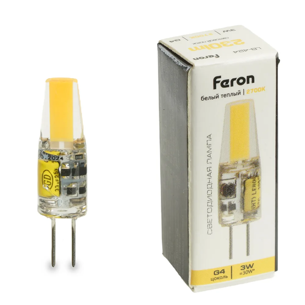 Лампа светодиодная FERON LB-424 G4 3W 12V 2700K 51170
