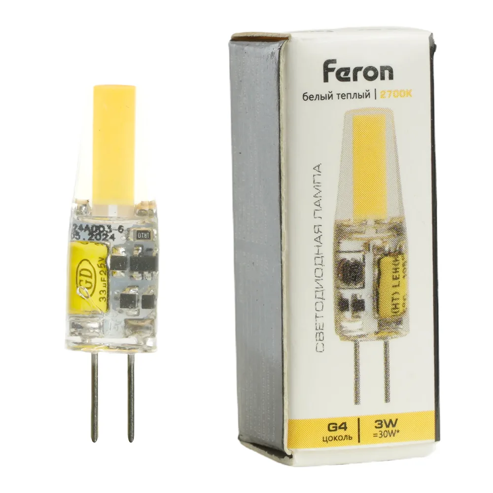 FERON Лампа светодиодная LB-424 G4 3W 12V 2700K 51170 FERON Лампа светодиодная LB-424 G4 3W 12V 2700K 51170