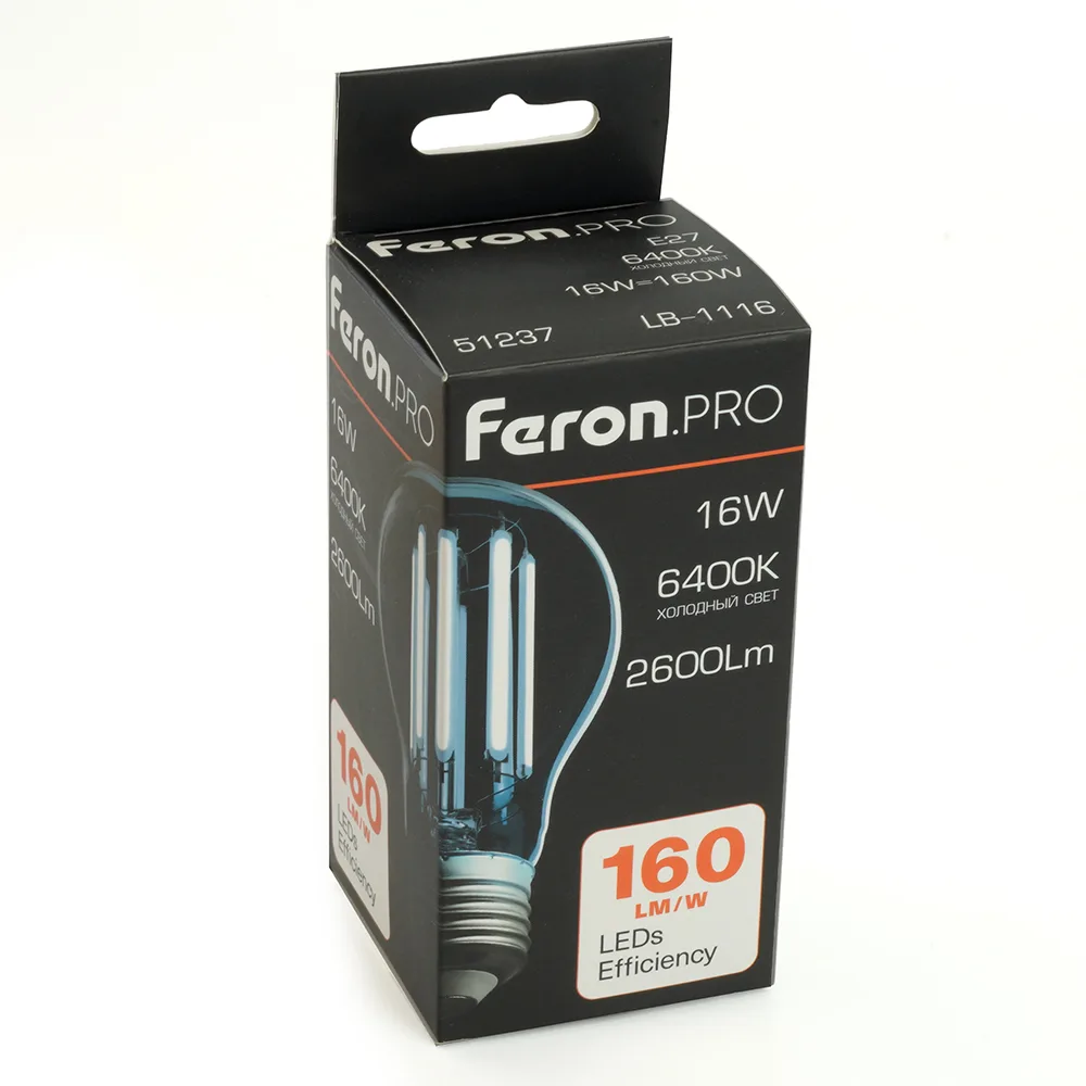 FERON Лампа светодиодная Feron.PRO LB-1116 Шар E27 2600LM 16W 175-265V 6400K 51237 FERON Лампа светодиодная Feron.PRO LB-1116 Шар E27 2600LM 16W 175-265V 6400K 51237