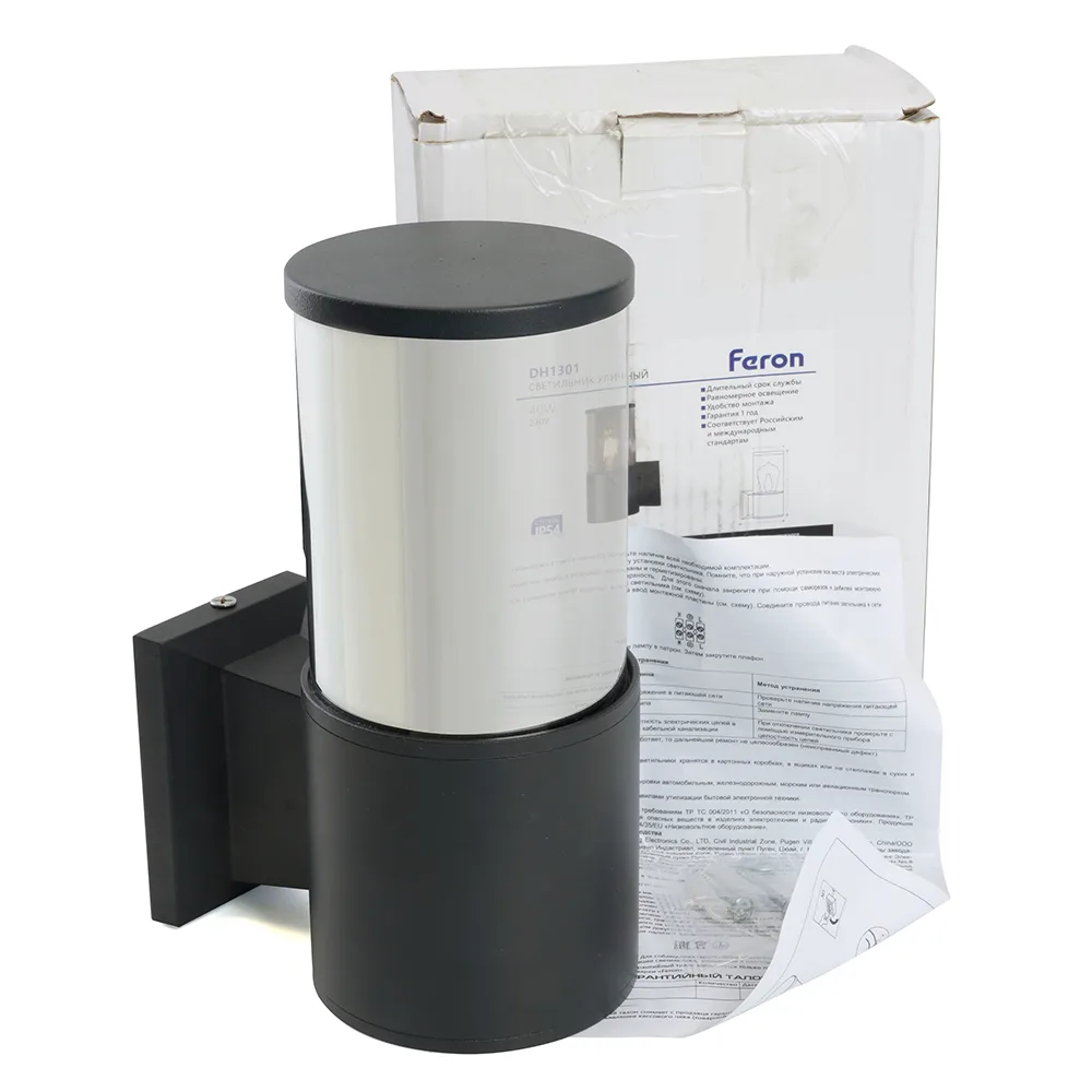 FERON Светильник садово-парковый DH1301, на стену вверх, E27 230V, черный 51330 FERON Светильник садово-парковый DH1301, на стену вверх, E27 230V, черный 51330