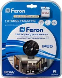 FERON Cветодиодная LED лента LS607, готовый комплект 5м 60SMD(5050)/м 14.4Вт/м IP65 12V 6500К,ДЕМО-УПАКОВКА Артикул 27907 FERON Cветодиодная LED лента LS607, готовый комплект 5м 60SMD(5050)/м 14.4Вт/м IP65 12V 6500К,ДЕМО-УПАКОВКА Артикул 27907