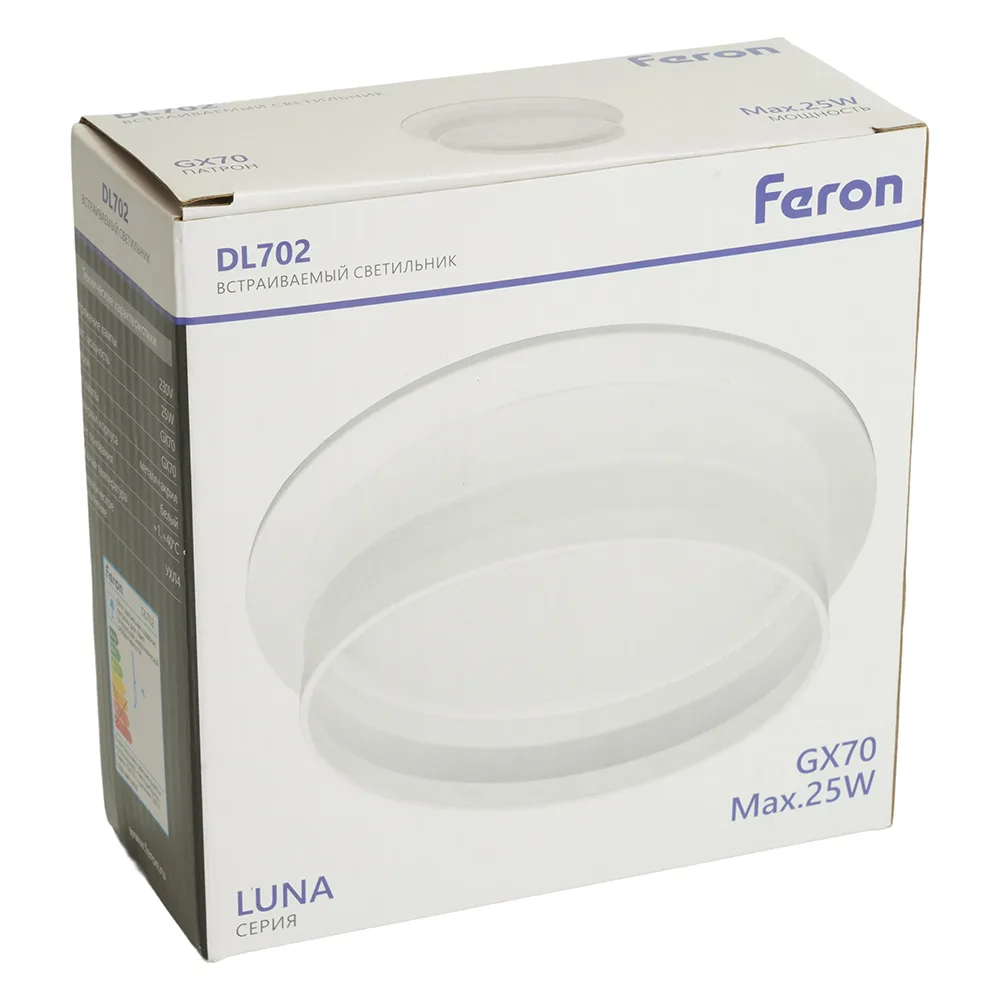 FERON Светильник встраиваемый DL702 LUNA потолочный GX70 белый круг 51097 FERON Светильник встраиваемый DL702 LUNA потолочный GX70 белый круг 51097