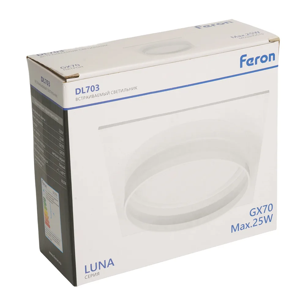 FERON Светильник встраиваемый DL703 LUNA потолочный GX70 белый квадрат 51099 FERON Светильник встраиваемый DL703 LUNA потолочный GX70 белый квадрат 51099
