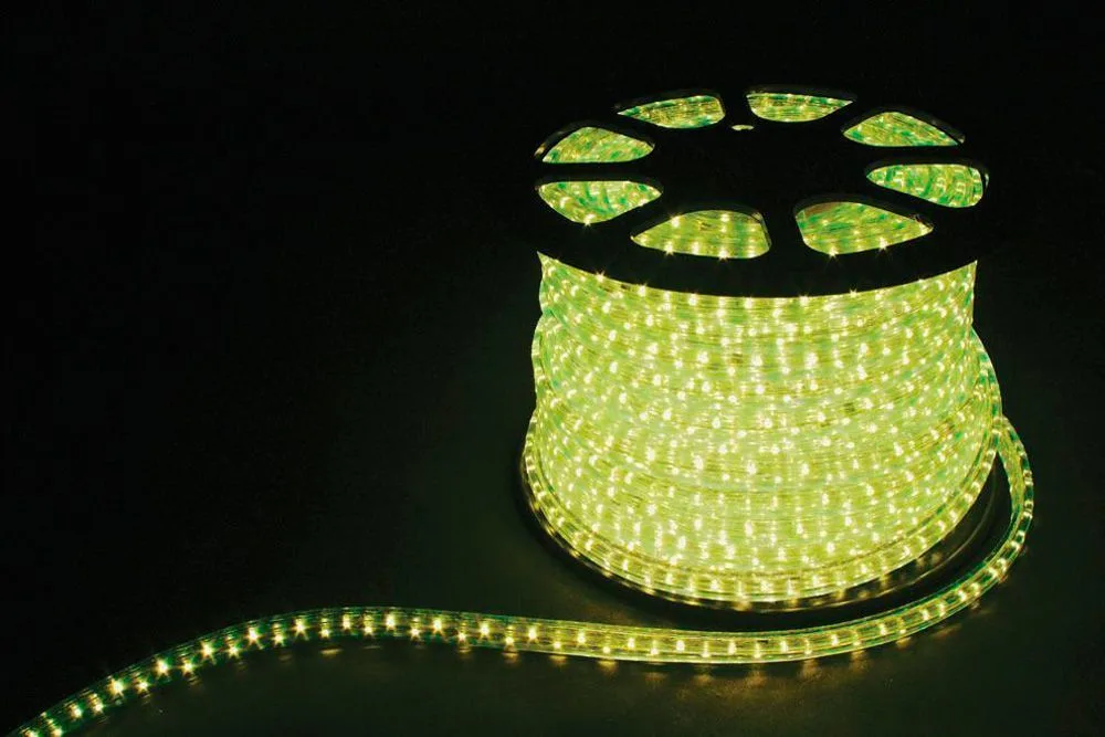 Дюралайт светодиодный FERON LED-F3W 3-х жильный , лимонный 2,88Вт/м 72LED/м 50м 220V  артикул 26208